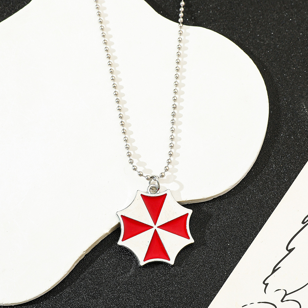 Vintage Jewelry Collection - Vintage Fashion Red Umbrella Pendant Necklace