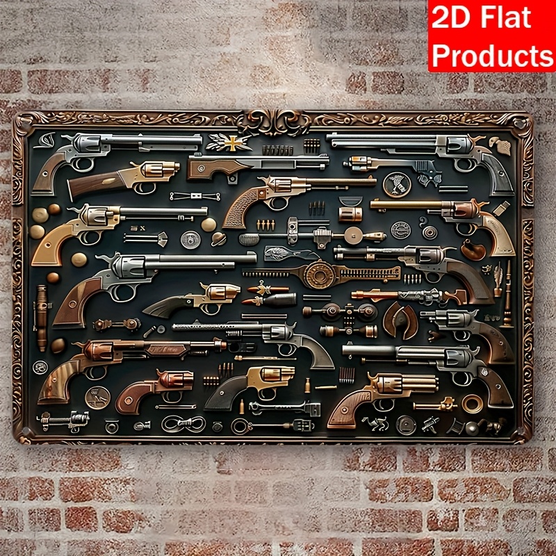 Vintage Collectible Guns - [Metal Decorative Plaque] Vintage Gun Collection