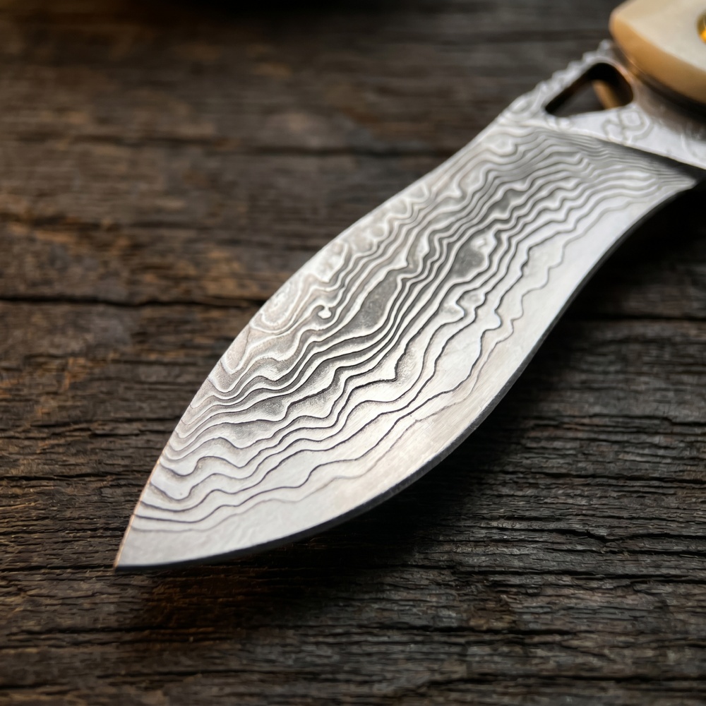 Vintage Damascu Steel Small Fo - Vintage Collectible Knives ulasan dan harga