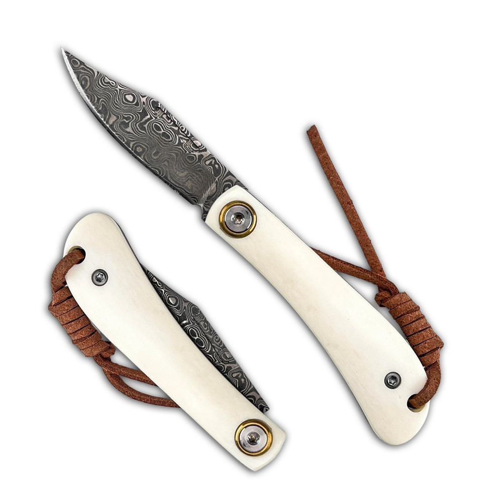 Compact Vintage EDC Damascus F - Vintage Collectible Knives ulasan dan harga