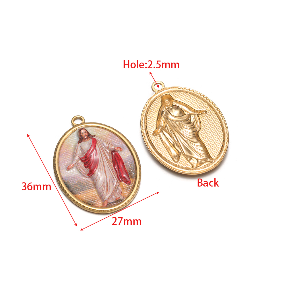 4Pcs Stainless Steel Oval Reli - Vintage Jewelry Collection ulasan dan harga